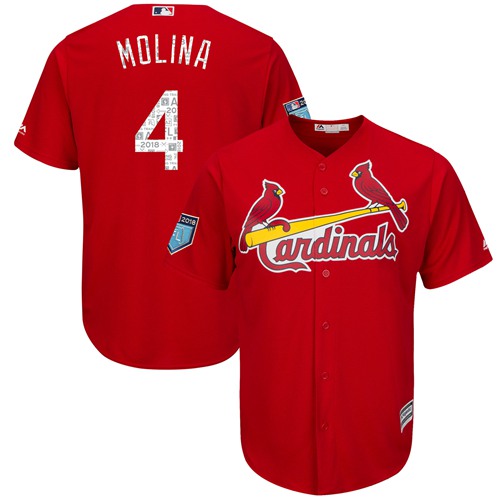 Cardinals #4 Yadier Molina Red 2018 Spring Training Cool Base Stitched MLB Jersey - Click Image to Close